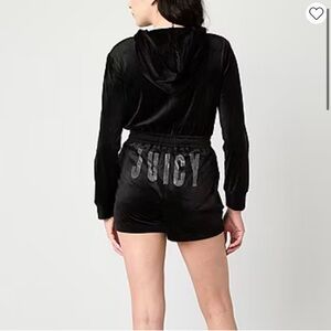 Juicy By Juicy Couture Womens Long Sleeve Juniors Velour Romper Black XXL NWT